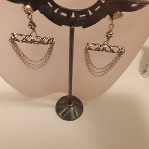 Vintage goldtone bar and multi chain pcd earrings